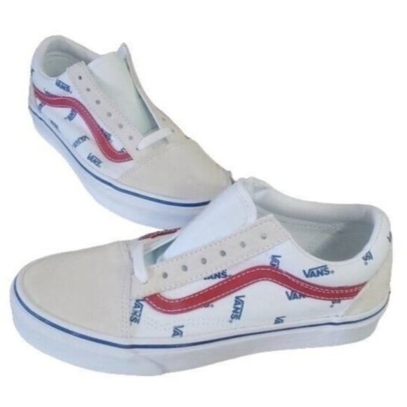 New Vans Old Skool Womens White Sneakers Size 7 Logo Skater Casual Streetwear - Picture 1 of 10